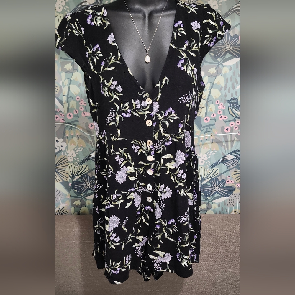 Urban Outfitters Black Floral Romper With FREE SHIPPING